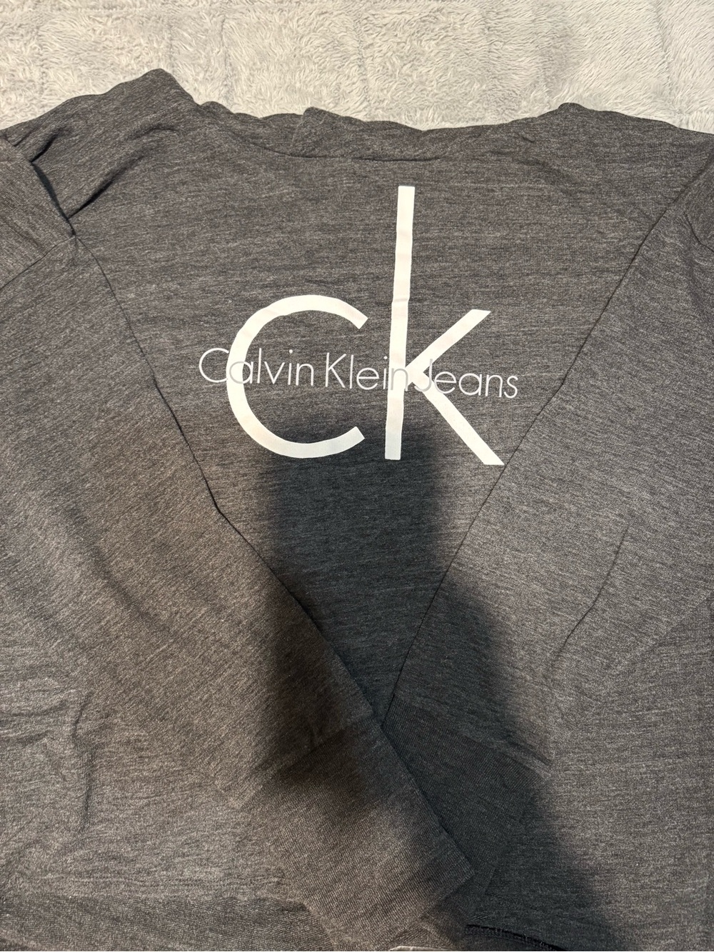 Calvin Klein Jeans Gray Long Sleeve Sweatshirt with White CK Logo